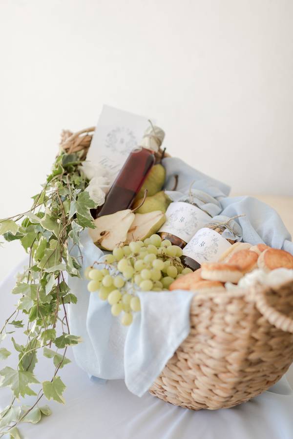 Welcome basket and gifts in hotel
